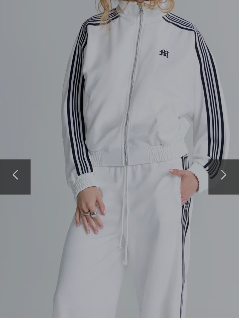 Miss Me White Bomber Jacket with Black Stripes